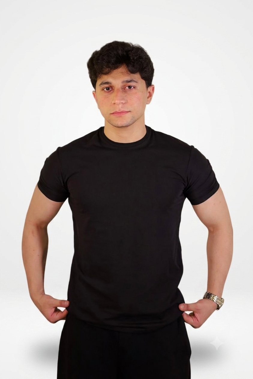 Black Crew Neck Basic Tee