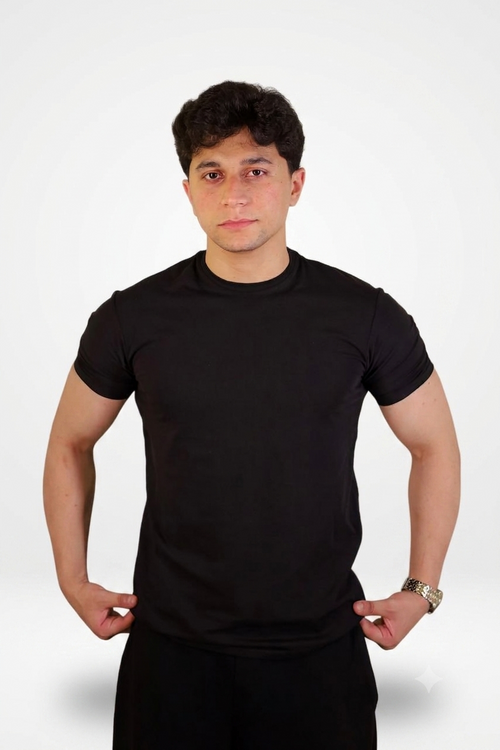 Black Crew Neck Basic Tee