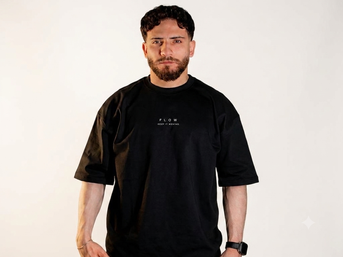 Flow Oversized Tee — Black