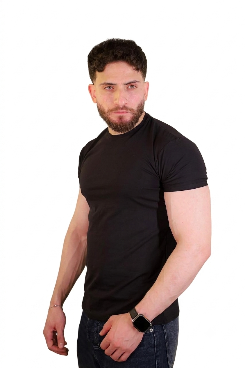Black Crew Neck Basic Tee