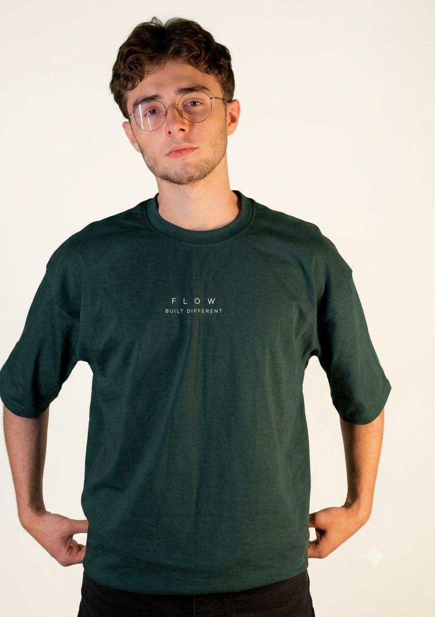 Flow Oversized Tee — Forest Green