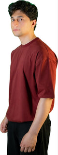Oversized Crew Neck T-Shirt – Burgundy