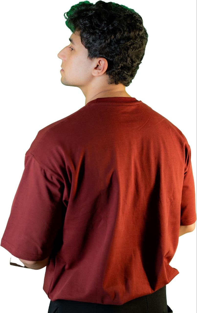 Oversized Crew Neck T-Shirt – Burgundy